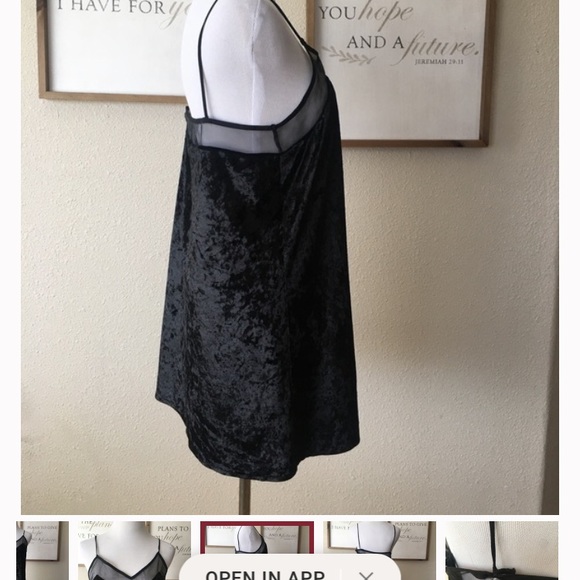 Lulu’s black velvet mini dress with mesh details - Picture 2 of 3